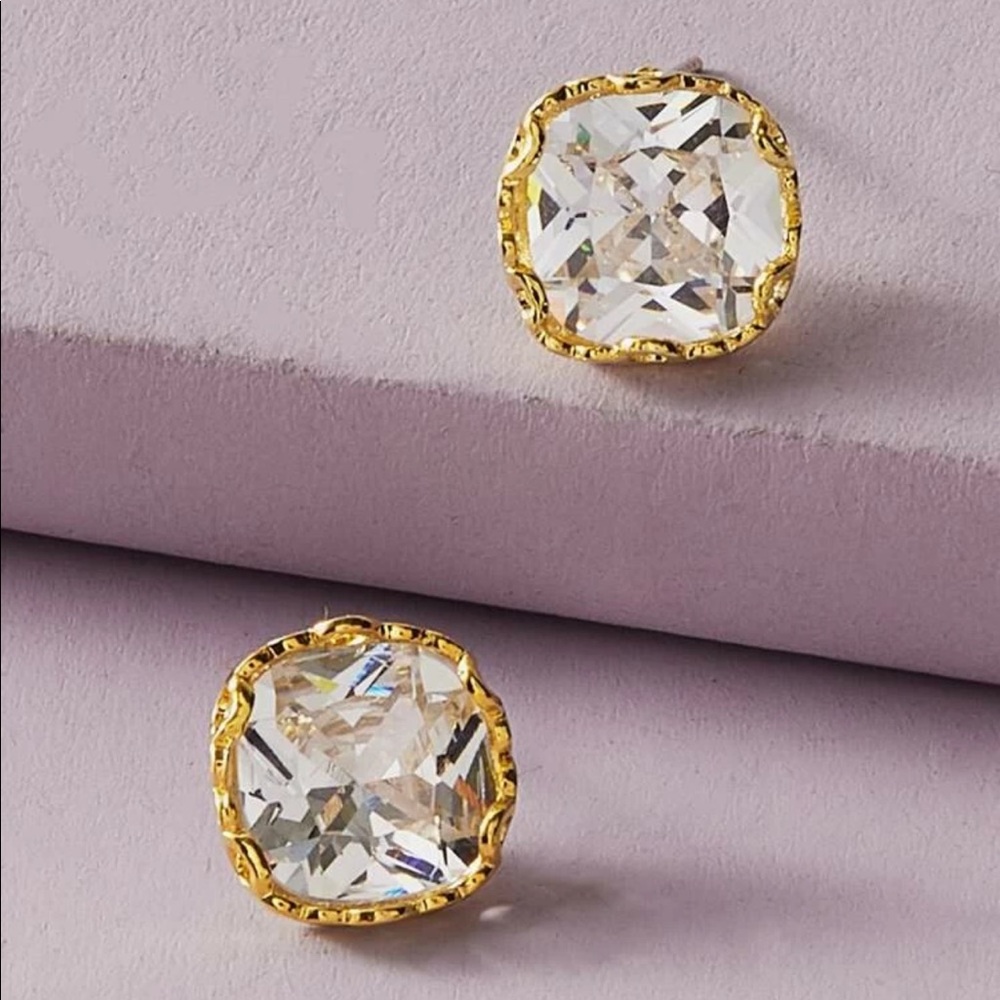 Rhinestone Engraved Stud Earrings NWT